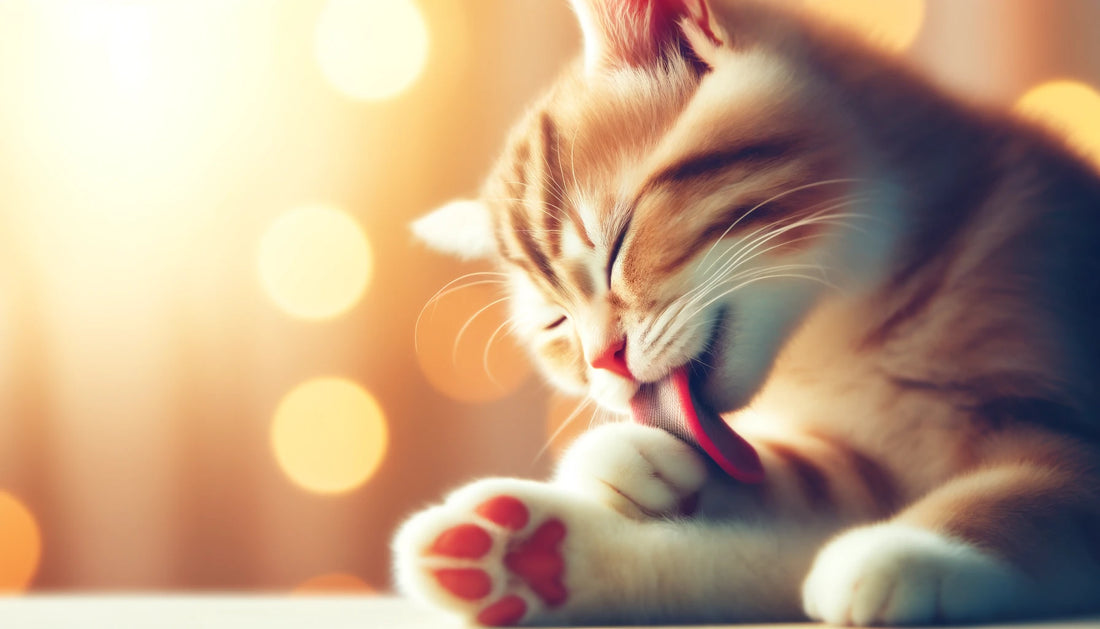 Why do cats bite themselves while grooming?